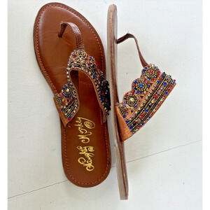 Naughty Monkey Women's Sandals Gem Shoes Gold Blue Red Size 9.5